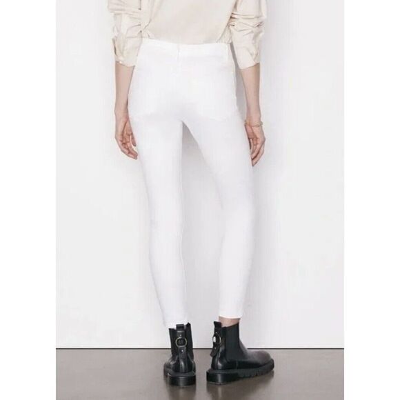 FRAME Le High Skinny White Denim Jeans Ankle W/ Raw Hem Women’s 28 X 28